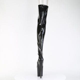 Flamingo-3021GP Black Glitter Thigh High Pole Boots