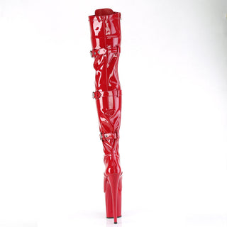 Flamingo-3028 Red Platform Thigh High Pole Boots