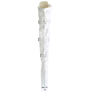 Flamingo-3028 White Platform Thigh High Pole Boots