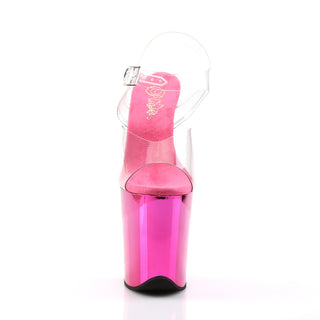Flamingo-808 Hot Pink Chrome Platform Heels