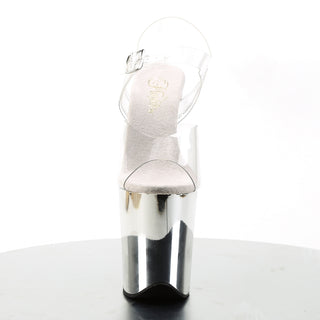 Flamingo-808 Silver Chrome Platform Heels