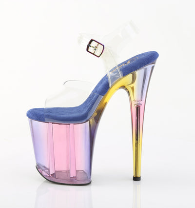 Flamingo-808HT Blue Tinted Hologram Platform Heels