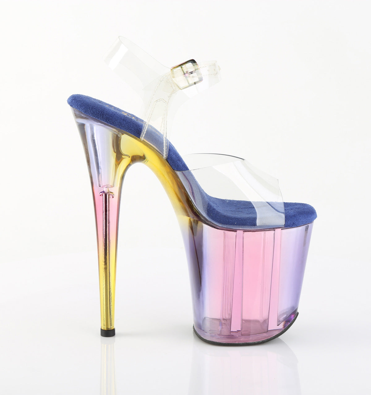 Flamingo-808HT Blue Tinted Hologram Platform Heels