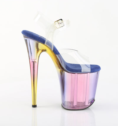 Flamingo-808HT Blue Tinted Hologram Platform Heels