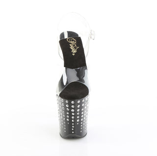 Flamingo-808TDRS Clear/Black Rhinestone Platforms