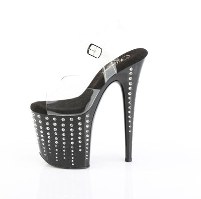 Flamingo-808TDRS Clear/Black Rhinestone Platforms