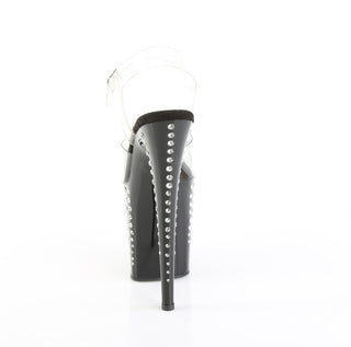 Flamingo-808TDRS Clear/Black Rhinestone Platforms