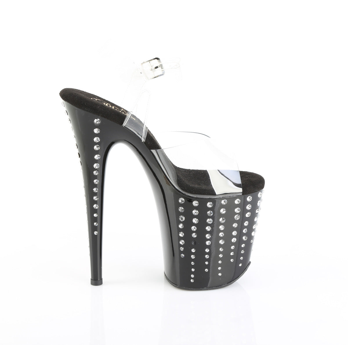 Flamingo-808TDRS Clear/Black Rhinestone Platforms