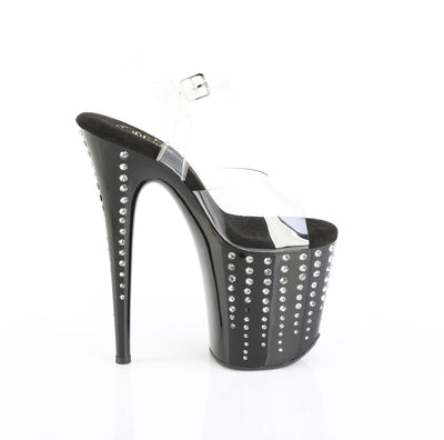 Flamingo-808TDRS Clear/Black Rhinestone Platforms