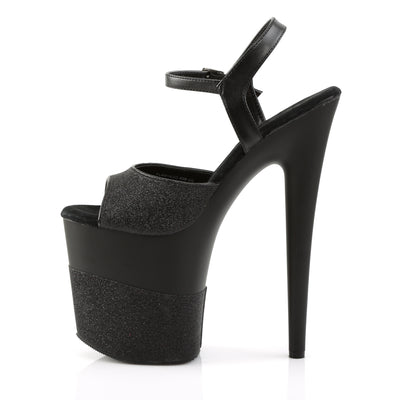 Pleaser Flamingo-809-2G Black Glitter Platform Heels
