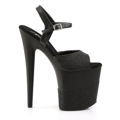 Pleaser Flamingo-809-2G Black Glitter Platform Heels