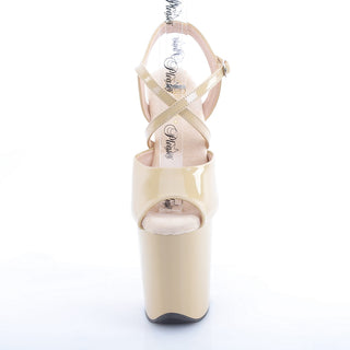 Flamingo-824 Nude Criss-Cross Platform Sandals