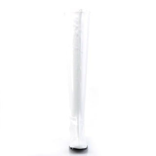 White Patent Over-the-Knee Boots with Block Heel