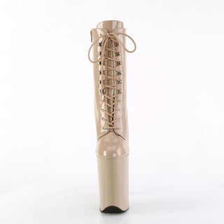 Infinity-1020 Nude Patent 9 Inch Heel Platform Boots