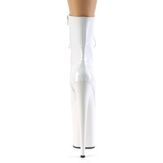 Infinity-1020 White Patent 9 Inch Heel Platform Boots