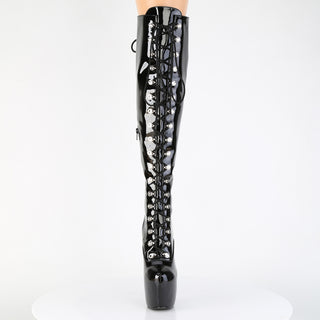 Pleaser Jubilant-3012 Black Patent Over The Knee Platform Boots