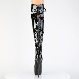 Pleaser Jubilant-3012 Black Patent Over The Knee Platform Boots