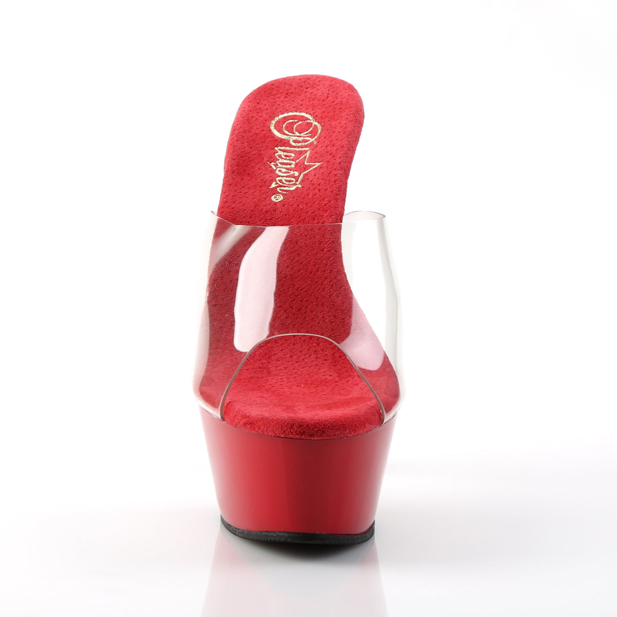 .Pleaser Kiss-201 Red 6-Inch Platform Mules