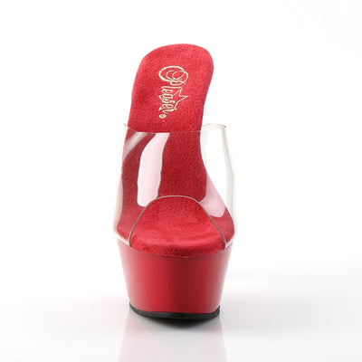 .Pleaser Kiss-201 Red 6-Inch Platform Mules