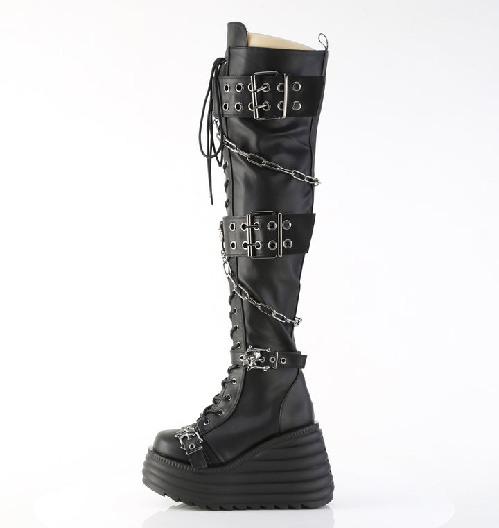 Demonia Shaker Thigh High Boots Aus Buckle Tall Alt Boots Demonia