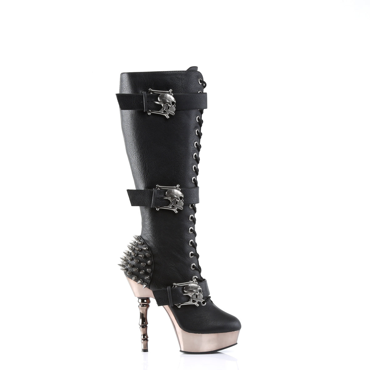 Demonia Muerto-2028 Knee High Skull Boots