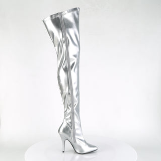 Seduce-3000 Silver Thigh High Boots
