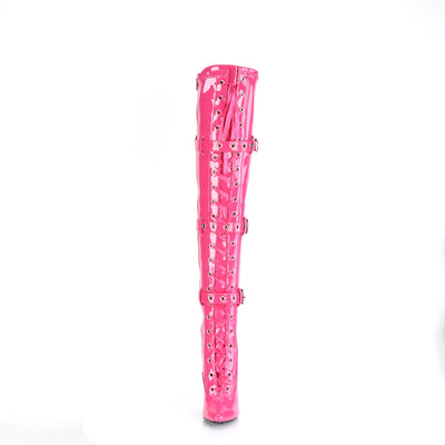 Seduce-3028 Hot Pink Triple Buckle Thigh-High Boots