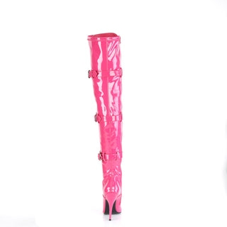 Seduce-3028 Hot Pink Triple Buckle Thigh-High Boots