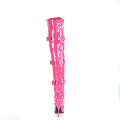 Seduce-3028 Hot Pink Triple Buckle Thigh-High Boots