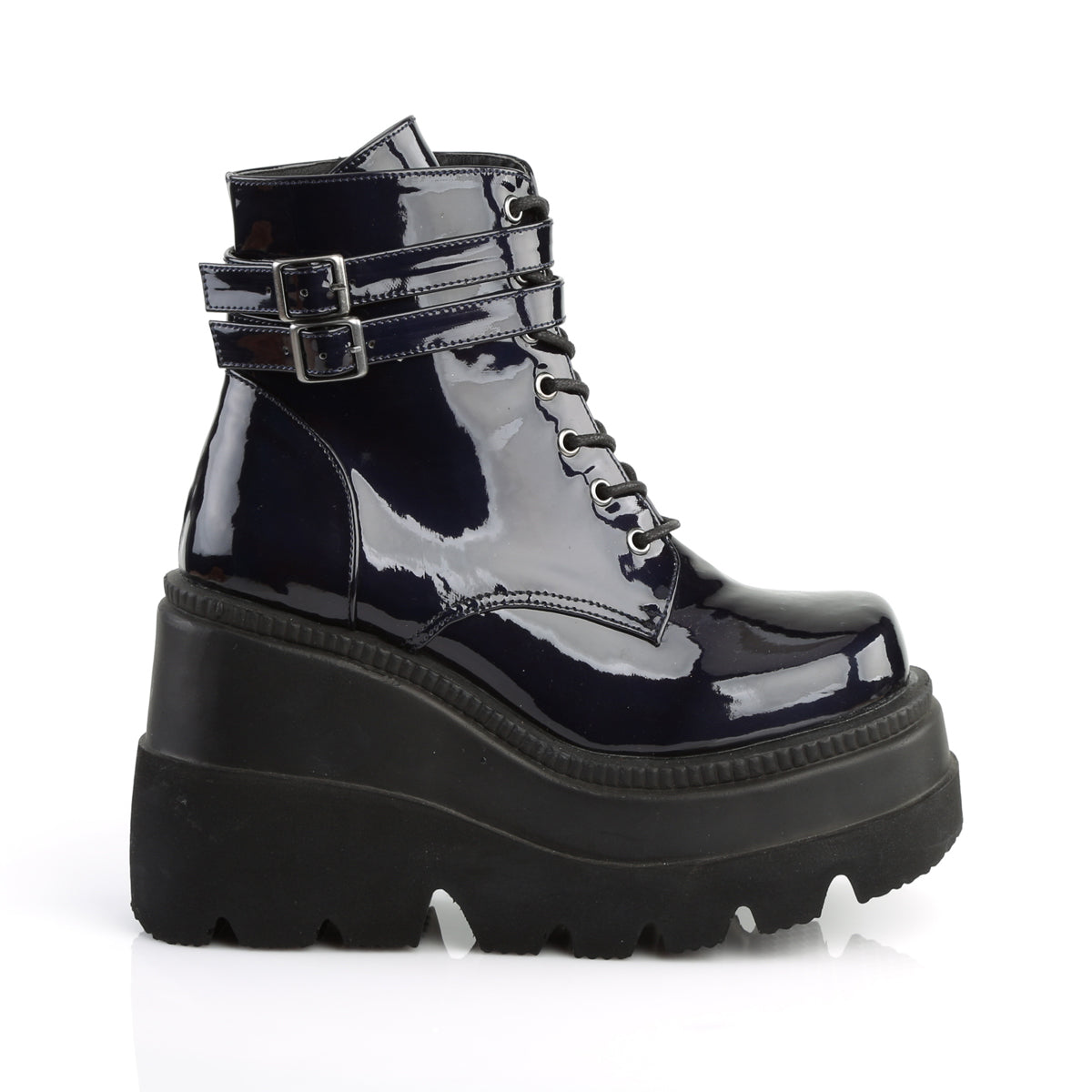 Demonia Shaker-52 Hologram Wedge Platform Boots