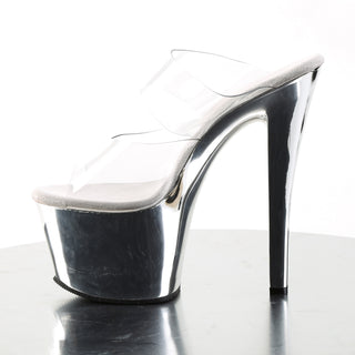 Sky-302 Silver Dual Band Chrome Platform Sandals
