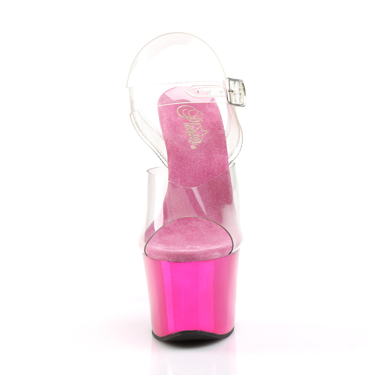 Pleaser Sky-308 Hot Pink Chrome Platform Sandals