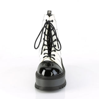 Slacker-88 White Spider Web Platform Boots Glow
