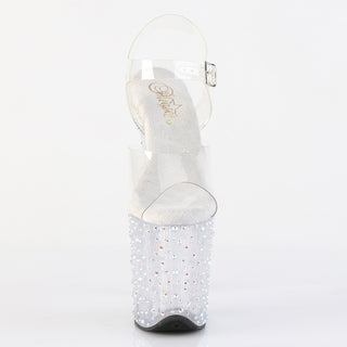 Stardance-808 Clear Silver Multi Size Rhinestones Platform Sandals