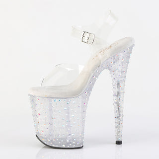 Stardance-808 Clear Silver Multi Size Rhinestones Platform Sandals