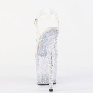 Stardance-808 Clear Silver Multi Size Rhinestones Platform Sandals