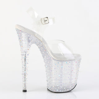 Stardance-808 Clear Silver Multi Size Rhinestones Platform Sandals