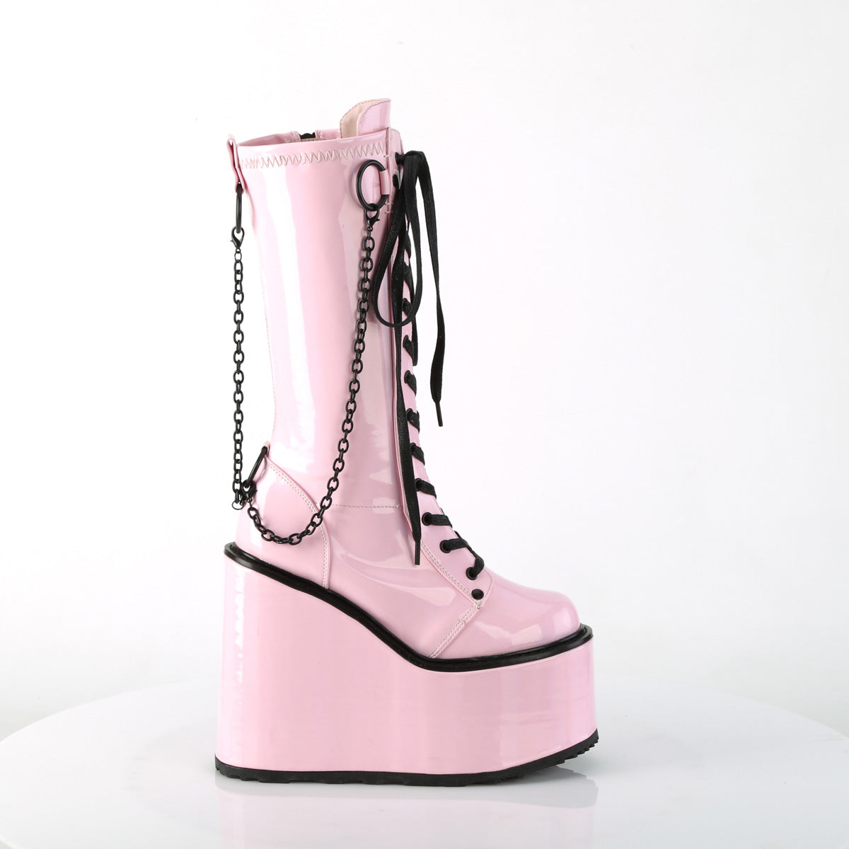 Wedge Platform Punk Boots Pink