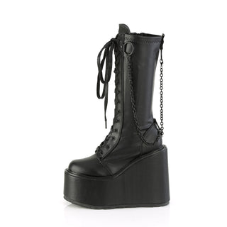 Swing-150 Black Matte Wedge Platform Punk Boots