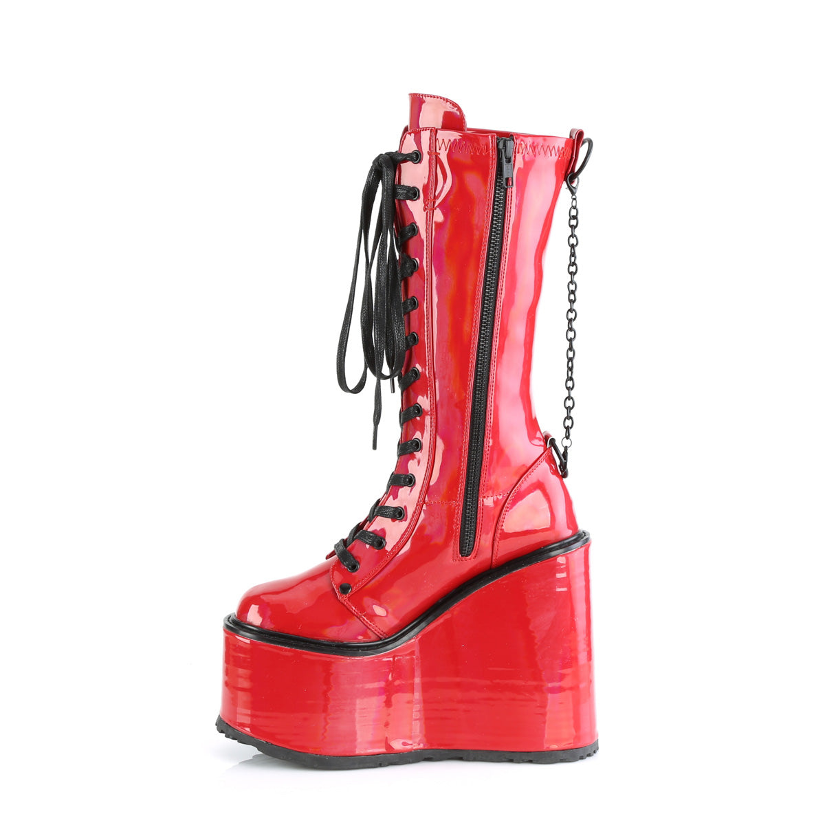 Wedge Platform Punk Boots Red