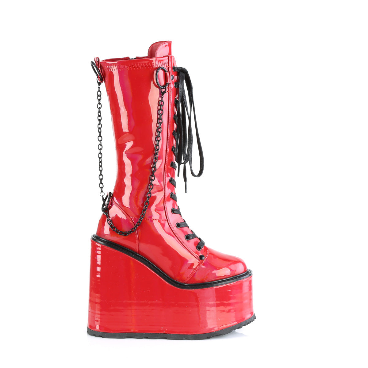 Wedge Platform Punk Boots Red