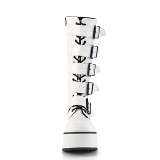 Trashville-518 White Platform Boots - Unisex