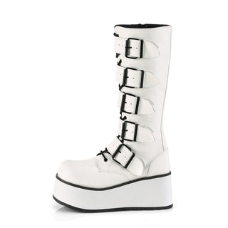 Trashville-518 White Platform Boots - Unisex