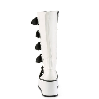 Trashville-518 White Platform Boots - Unisex