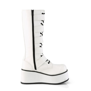 Trashville-518 White Platform Boots - Unisex