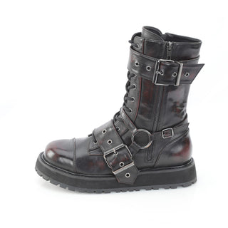 Valor-220 Black/Burgundy Rub-Off Mid-Calf Boots - Unisex