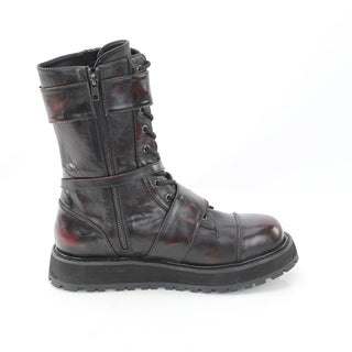 Valor-220 Black/Burgundy Rub-Off Mid-Calf Boots - Unisex