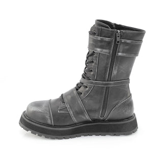 Valor-220 Black/Silver Rub-Off Mid-Calf Boots - Unisex