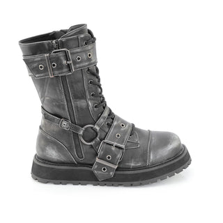 Valor-220 Black/Silver Rub-Off Mid-Calf Boots - Unisex