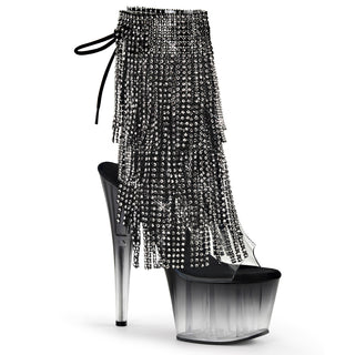Adore-1017RSFT Rhinestone Fringe Black Platform Boots